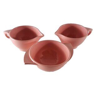 Vintage Boonton Plastic Ware Creamers & Bowls Set of 3 Handles Pink Retro